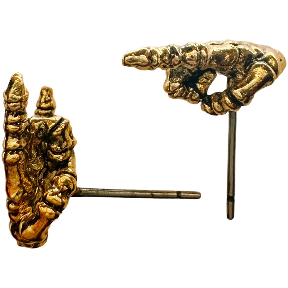 OOAK Don’t Fear The Reaper Gold Plated Skeleton Bones Rocker Earrings - Picture 5 of 7